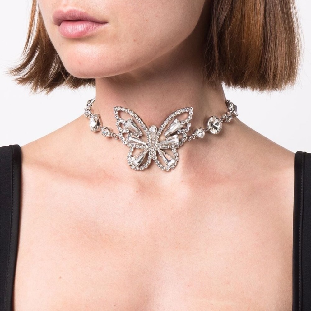 Alessandra Rich
butterfly-charm chocker necklace